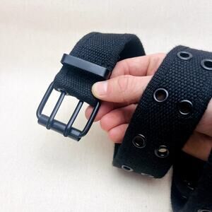 2000s round studded fur tactical black grunge belt